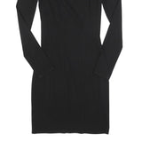 HELMUT LANG Womens Black Bodycon Viscose Blend Dress Long Sleeve S Elegant