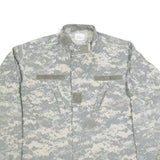 CARIBBEAN NEEDLE POINT Mens Grey Digital Camouflage Military Cotton Blend Jacket