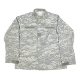 CARIBBEAN NEEDLE POINT Mens Grey Digital Camouflage Military Cotton Blend Jacket