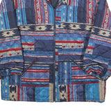 Womens Blue Red Patterned Classic Polyester Blend Quilted Jacket M Zip