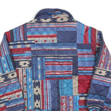 Womens Blue Red Patterned Classic Polyester Blend Quilted Jacket M Zip