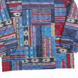 Womens Blue Red Patterned Classic Polyester Blend Quilted Jacket M Zip