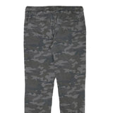 SKATE NATION Mens Slim Drawstring Cotton Blend Grey Camouflage Trousers W29 L28