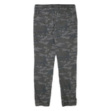 SKATE NATION Mens Slim Drawstring Cotton Blend Grey Camouflage Trousers W29 L28