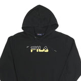 FILA Womens Black Hoodie L Cotton Blend Pullover Cropped Sweatshirt