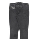 LEVI'S Womens Slim Black Denim Straight Dark W30 L32 Studded Pocket Zip Jeans