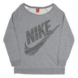 NIKE Womens Grey Crew Neck M Cotton Blend Sweatshirt Casual Sportswear