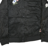 LEVI'S Womens Black Bomber S Polyester Blend Plain Floral Embroidery Fashion