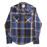 LEVI'S Mens Blue & Brown Check Shirt M Cotton Casual Button Up