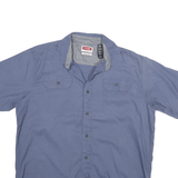 WRANGLER Mens Blue Short Sleeve Cotton Blend Casual Shirt L Chest Pockets