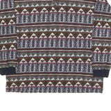 COTTON MILL Mens Brown & Green Patterned Long Sleeve Polo Shirt L Cotton Blend