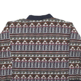 COTTON MILL Mens Brown & Green Patterned Long Sleeve Polo Shirt L Cotton Blend