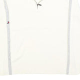 TOMMY HILFIGER Girls White & Grey Plain Jumper 1/4 Zip Basic Knit L Cotton Blend