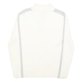 TOMMY HILFIGER Girls White & Grey Plain Jumper 1/4 Zip Basic Knit L Cotton Blend