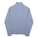 TOMMY HILFIGER Mens Blue Wool Blend Patterned Jumper Full Zip Crew Neck M Rib