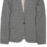 ZARA BASIC Womens Grey Check Blazer Jacket S Polyester Blend Classic Tailored