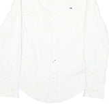 HILFIGER DENIM Mens White Shirt S Classic Cotton Blend Long Sleeve Button Shirt