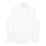 HILFIGER DENIM Mens White Shirt S Classic Cotton Blend Long Sleeve Button Shirt