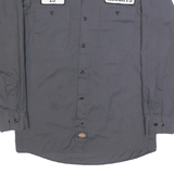 DICKIES Mens Grey Garage Knights Cotton Blend Shirt S Workwear Button-Up