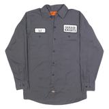 DICKIES Mens Grey Garage Knights Cotton Blend Shirt S Workwear Button-Up