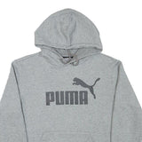 PUMA Mens Grey Pullover Hoodie S Cotton Blend Logo Print Casual Sweatshirt
