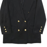 GINA Womens Black Double Breasted Jacket M Polyester Blend Tailored Button