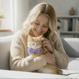 Anypet Stylish Light Purple Bow Cat Collar – Large Size with Safety Buckle, Bell & Durable Strap