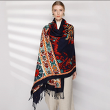 Anyyou 100% Pure Merino Wool Rose Red Poncho for Women Winter Large Scarf Pashmina Shawl Bandana Neck Wrap