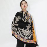 Anyyou 100% Merino Wool Yellow Buildings Silk Satin Large Winter Scarf Pashmina Shawl Bandana Perfect For Women Ladies Fashion Style