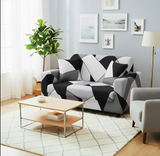 Anyseat 2-Seater Sofa Cover – Black White Geometric Style Slipcover for Living Room Chair Protection