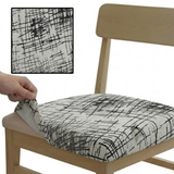 Anyseat White with Black Sketch Lines Print Chair Cover – Stretch Washable Removable Seat Cover for Dining & Kitchen