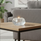 ANYHOUZ Clear K9 Crystal Glass Candle Holder – Geometric Tealight Tabletop Decor for Modern Living Room Display