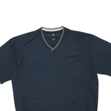NIKE Mens Blue Golf Pullover XL Polyester Blend Plain V Neck Short Sleeve