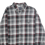 CHAPS Mens Black & Grey Check Flannel Shirt L Button-Down Casual Cotton