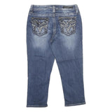VIGOSS Womens Regular Blue Denim Cotton Blend Jeans W28 L21 Embellished Pockets
