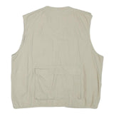 HUNTER SPORT Mens Beige Cotton Blend Utility Vest L Multi Pocket Zip Casual