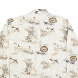 RED HEAD Mens White Beige Hunting Print Shirt L Cotton Blend Long Sleeve Casual