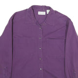 LANDS END Womens Purple Cotton Shirt L Casual Long Sleeve Button Pocket