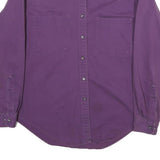 LANDS END Womens Purple Cotton Shirt L Casual Long Sleeve Button Pocket