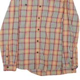 EDDIE BAUER Mens Orange & Green Check Shirt XL Classic Fit Button-Up Casual