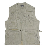Mens Beige Cotton Utility Vest M Multi Pocket Casual Travel Outdoor Jacket