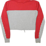 ELLESSE Womens Red & Grey Cropped Hoodie UK 4 Cotton Blend Casual Sportswear
