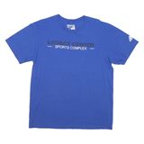 ADIDAS Mens Blue Graphic T-Shirt L Short Sleeve Crew Neck Legacy Center