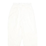 Womens White Classic Fit Cotton Blend Trousers W24 L32 Zip Closure Casual