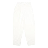 Womens White Classic Fit Cotton Blend Trousers W24 L32 Zip Closure Casual