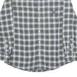 CHAPS Mens Green & White Check Shirt M Cotton Classic Long Sleeve Button Collar