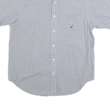 NAUTICA Mens Blue & White Check Shirt S Cotton Blend Casual Summer Button