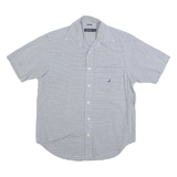 NAUTICA Mens Blue & White Check Shirt S Cotton Blend Casual Summer Button