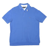 TOMMY HILFIGER Mens Blue Short Sleeve Plain M Polo Shirt Classic Cotton Blend