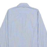 NAPAPIJRI Mens Blue And White Stripe Shirt L Casual Cotton Long Sleeve Button